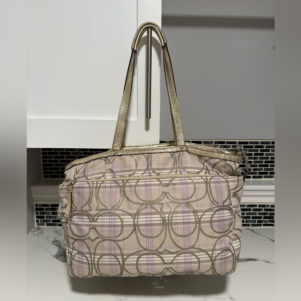 Coach Tartan Plaid Signature Diaper Bag Tote - Picture 2 of 14